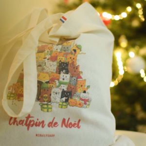 Totebag 🇫🇷 Chatpin de Noël 🎄😸